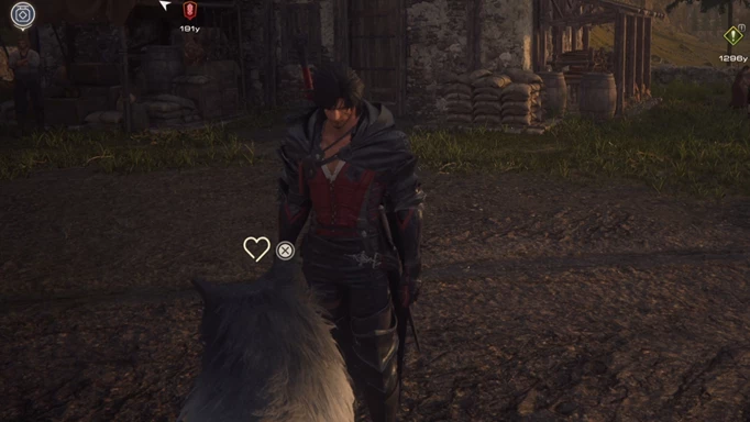 Image of the dog petting prompt in Final Fantasy 16