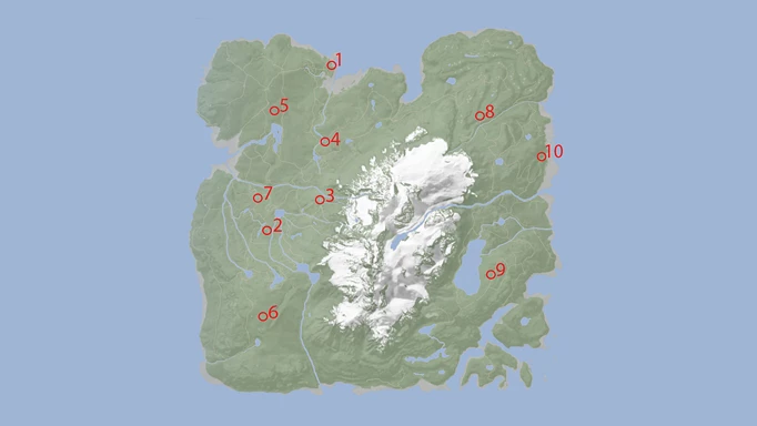 Image showing Sons of The Forest caves in the map with their order