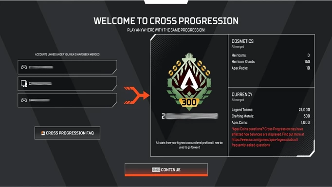 Apex Legends cross progression