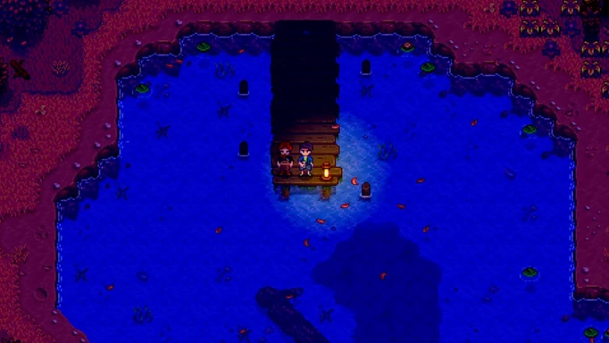 Screenshot of Shane's two hearts event in Stardew Valley
