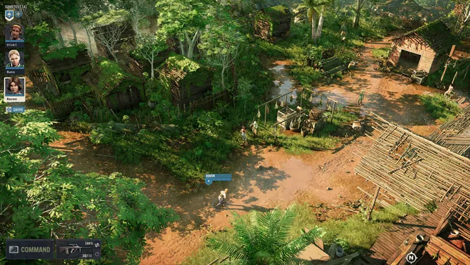 Sneaking through a jungle facility in Jagged Alliance 3