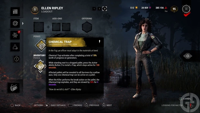 Ellen Ripley with her Chemical Trap Perk in Dead by Daylight