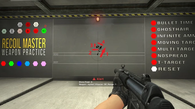 Image of the MP5-SD spray pattern in CS:GO