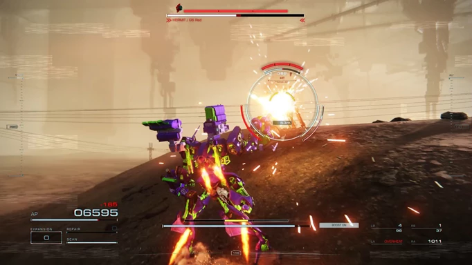 Image of an agile mech fighting G6 Red in Armored Core 6