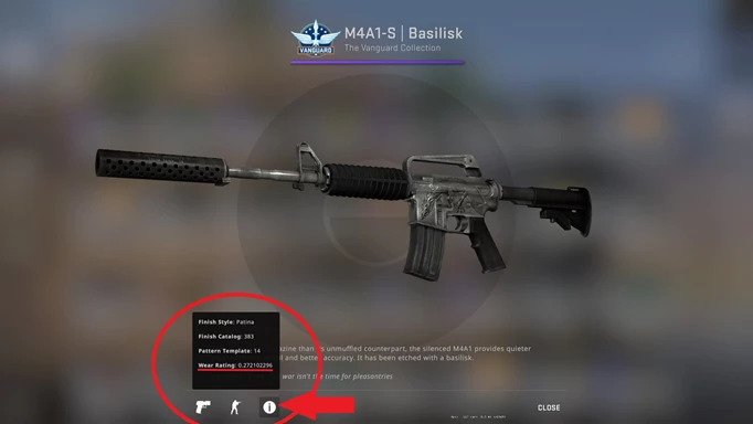 Screenshot showing you how to check skin float value in CS:GO