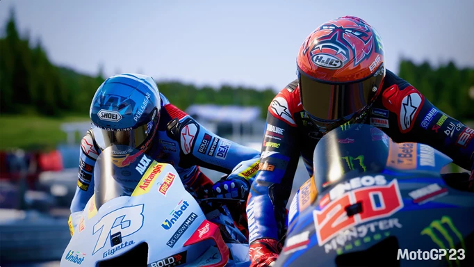 Two riders side by side in MotoGP 23