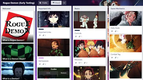 Rogue Demon Trello page