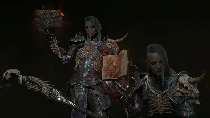 Image of two Necromancers holding a book in Diablo 4