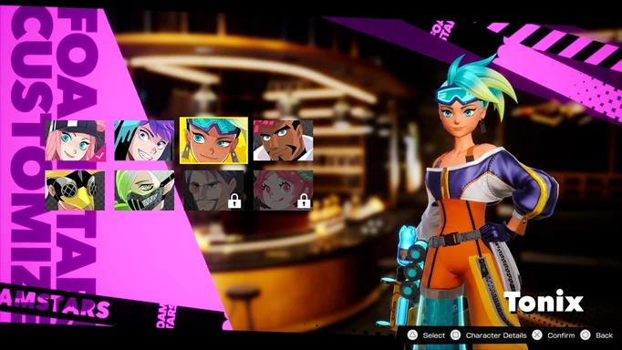 The character selection screen in Foamstars