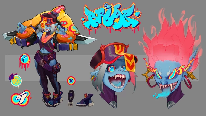 Concept art for the Street Demons Briar skin in League of Legends.