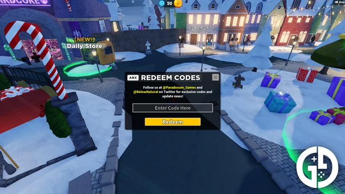 The code redemption menu in Tower Defense Simulator