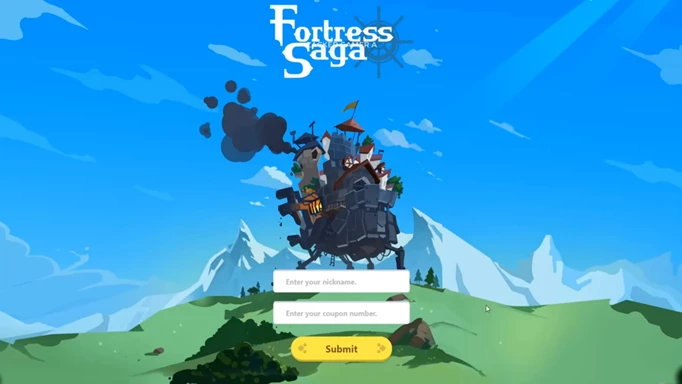 The code redemption screen in Fortress Saga