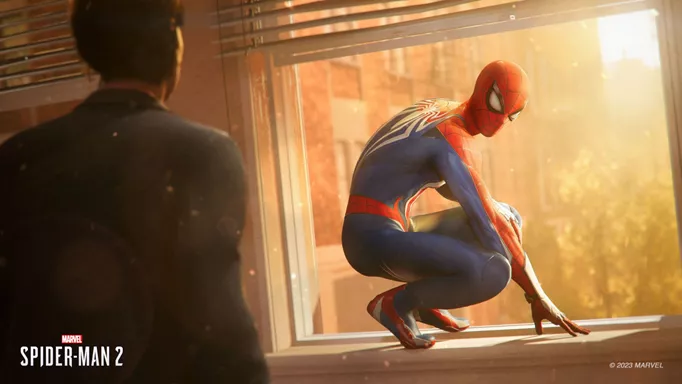 Spider-Man 2 in window