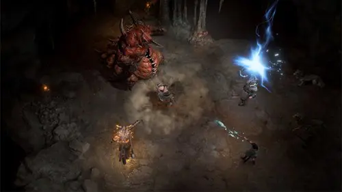 Fighting an enemy in Diablo 4