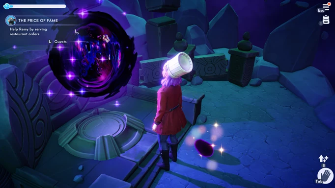Screenshot of the Dark Portal and Purple Potato in Disney Dreamlight Valley