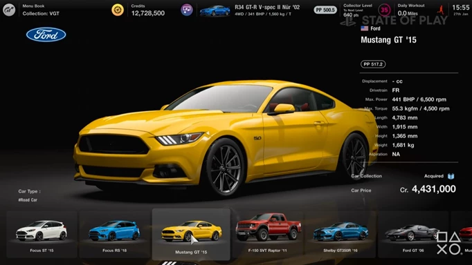 GT7 all car list ford mustang