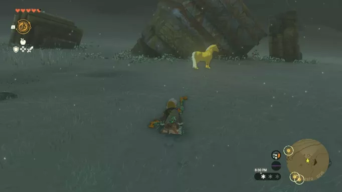 You will need to sneak up on the golden horse in Zelda: Tears of the Kingdom or it will run away in fear.