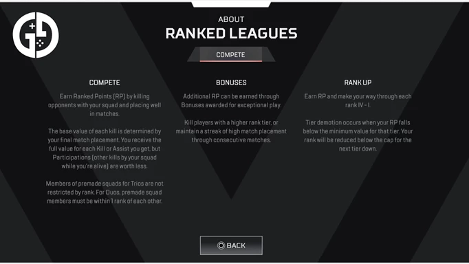 Apex Ranked points screen
