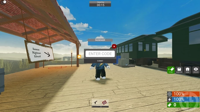 The code redemption screen in Roblox Edward the Man Eating Train