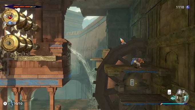 A water wheel shown in an area in the lost crown