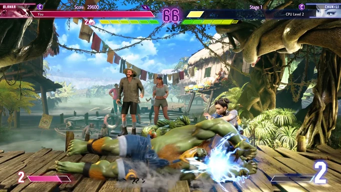 Blanka using Amazon River Run against Chun Li in Street Fighter 6