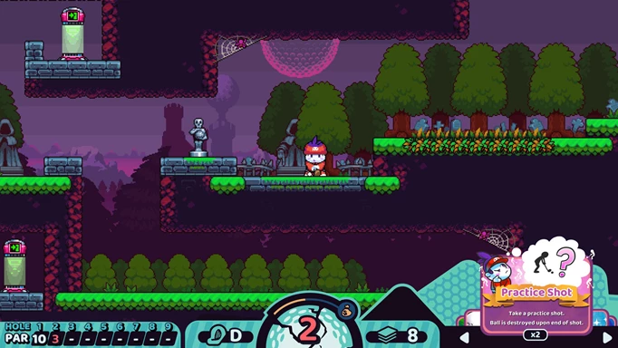 Screenshot of the Practice Shot card in Cursed to Golf