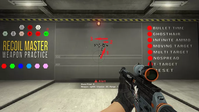 Image of the SG 553 spray pattern in CS:GO