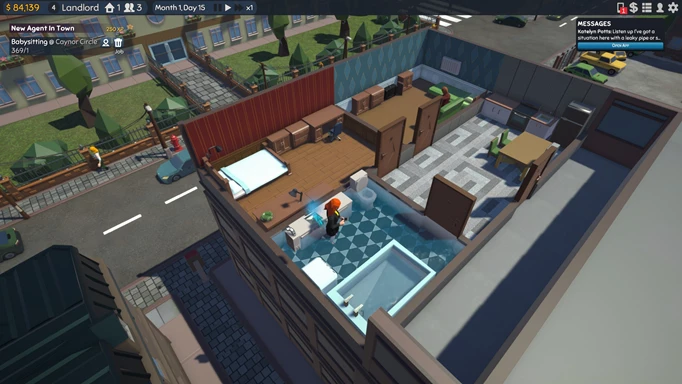 Gameplay image for The Tenants, showing a character in a pool with no ladder