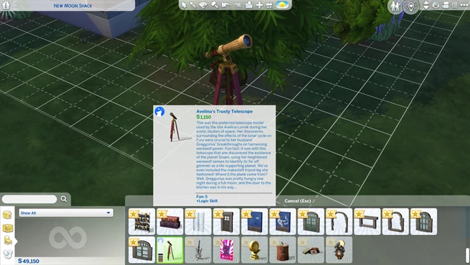 Avelina's Telescope from the build and buy menu in the Sims 4