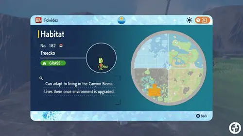 The Treecko habitat location in Pokemon Scarlet & Violet's Indigo Disk DLC