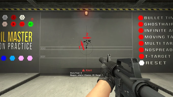 Image of the M4A1-S spray pattern in CS:GO
