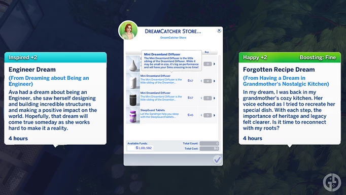 Image of elements from the Dreams & Nightmares mod, one of the best in The Sims 4