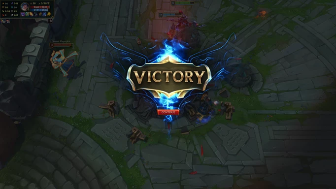 The victory screen in League of Legends