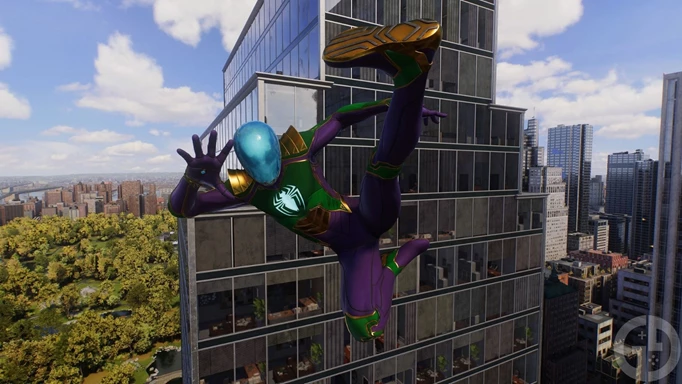 Miles wearing the Smoke and Mirrors suit he gets from beating Mysterio in Marvel's Spider-Man 2