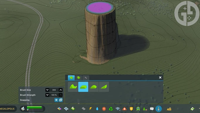 Image of the Level Terrain tool in Cities Skylines 2