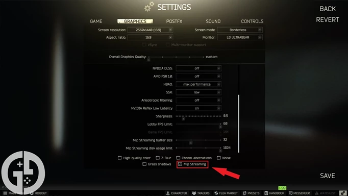 Image showing you how to turn on MIP Streaming in Escape from Tarkov