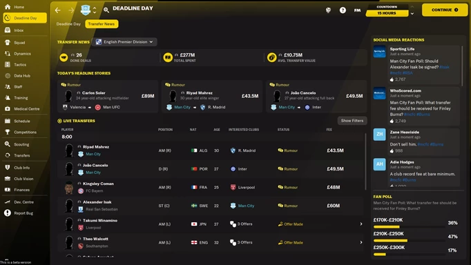 Football Manager 2022 review: Transfer deadline day