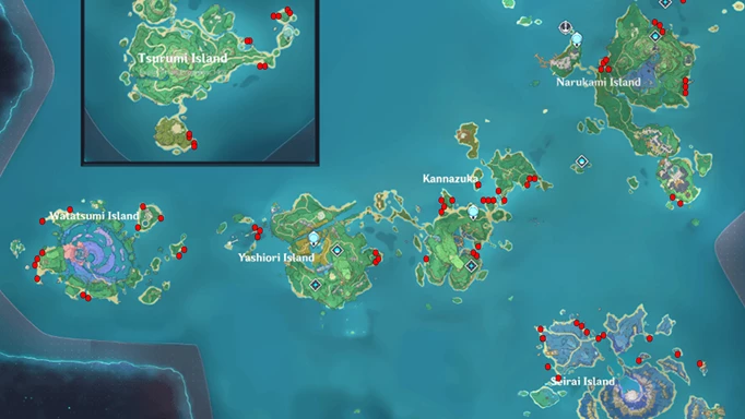 All Sea Ganoderma locations in Inazuma, Genshin Impact