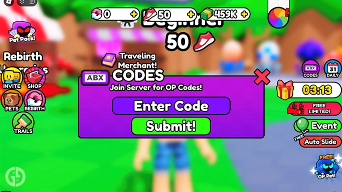 Redeeming a code in How Far Can You Slide