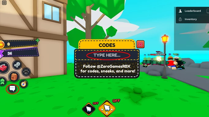 In-game screenshot of the Anime Force Simulator code redemption screen