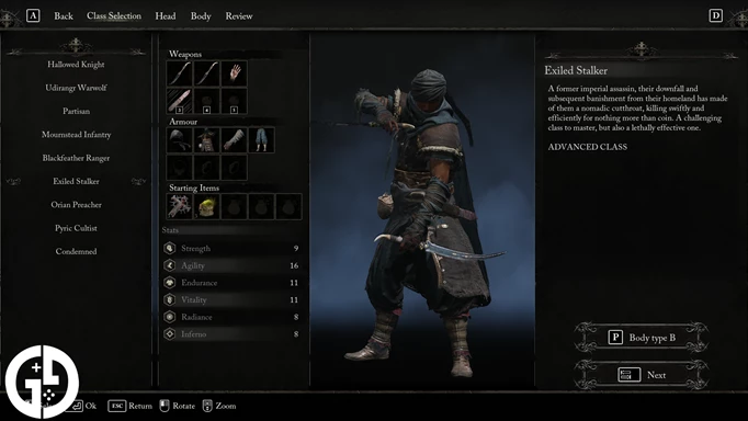 Exiled Stalker class in Lords of the Fallen