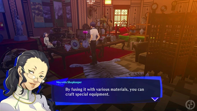 Mayoido Antiques, where you can use Jacktite craft new equipment in Persona 3 Reload