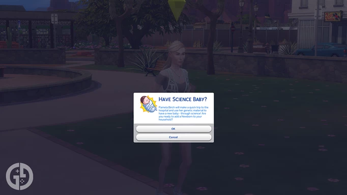 Image of the Science Baby interaction as a single parent in The Sims 4