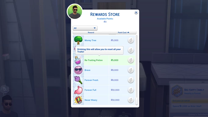 The Sims 4, Re-traiting potion