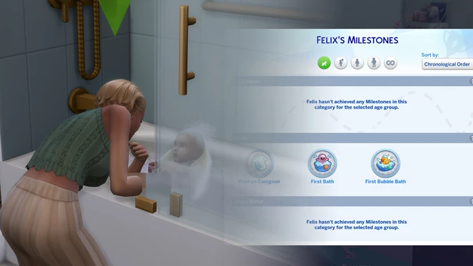 Первая веха купания младенца в The Sims 4