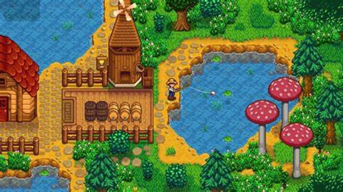 A player fishing in Stardew Valley.