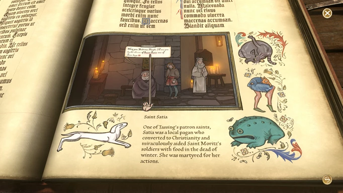 Image of characters living within a book in Pentiment