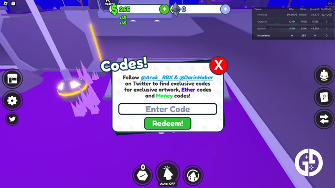 Crypto Millionaire Tycoon code redemption screen