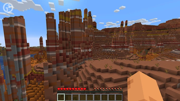 A desert mountain in Minecraft