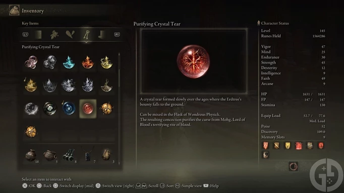 The Purifying Crystal Tear in Elden Ring